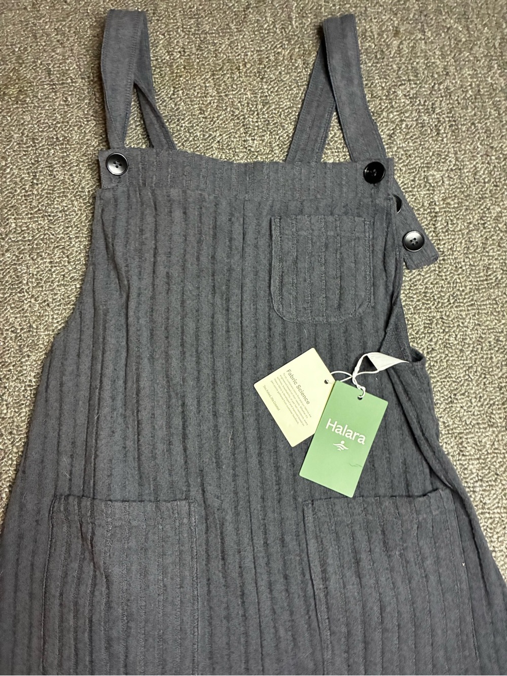 HALARA Charcoal Ribbed Overall Jumpsuit